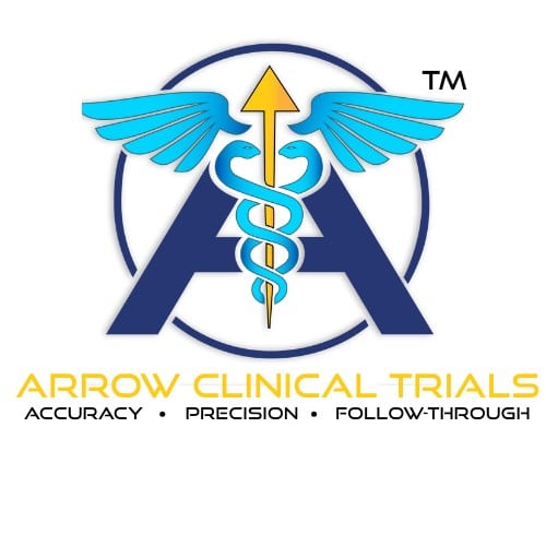 Arrow Clinical Trials logo with a winged caduceus